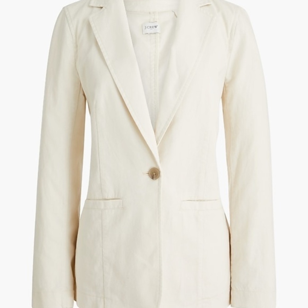 J.Crew Factory Relaxed Linen Blend Single Breasted‎ Blazer Size 10 Natural Beige